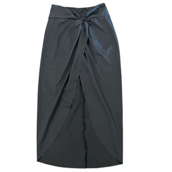NWOT SKIMS Signature Swim Sarong Maxi Front Slit Skirt In Onyx Black Coverup - Picture 5 of 6